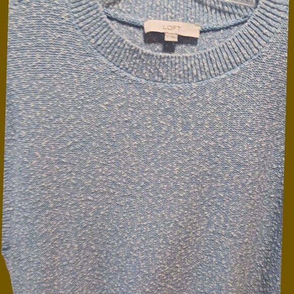 Loft Womens Speckled Knit blouse size large blue color - Picture 4 of 6